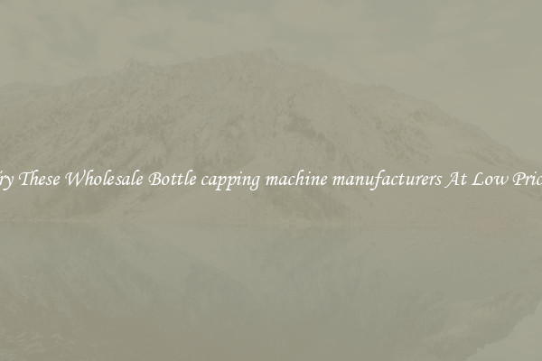 Try These Wholesale Bottle capping machine manufacturers At Low Prices