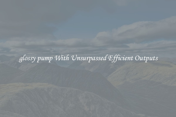 glossy pump With Unsurpassed Efficient Outputs
