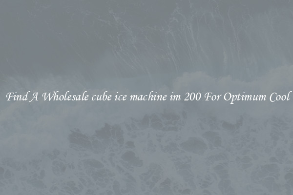 Find A Wholesale cube ice machine im 200 For Optimum Cool